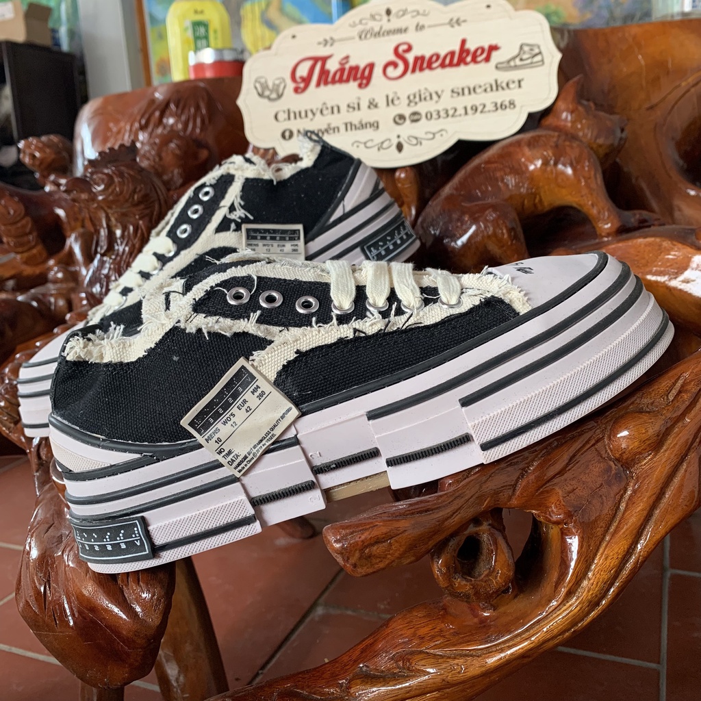 Giày Thể Thao 𝐗𝐯𝐞𝐬𝐬𝐞𝐥 đế gỗ Cv rách đen bản chuẩn   full size 36-43 mẫu mói 2023