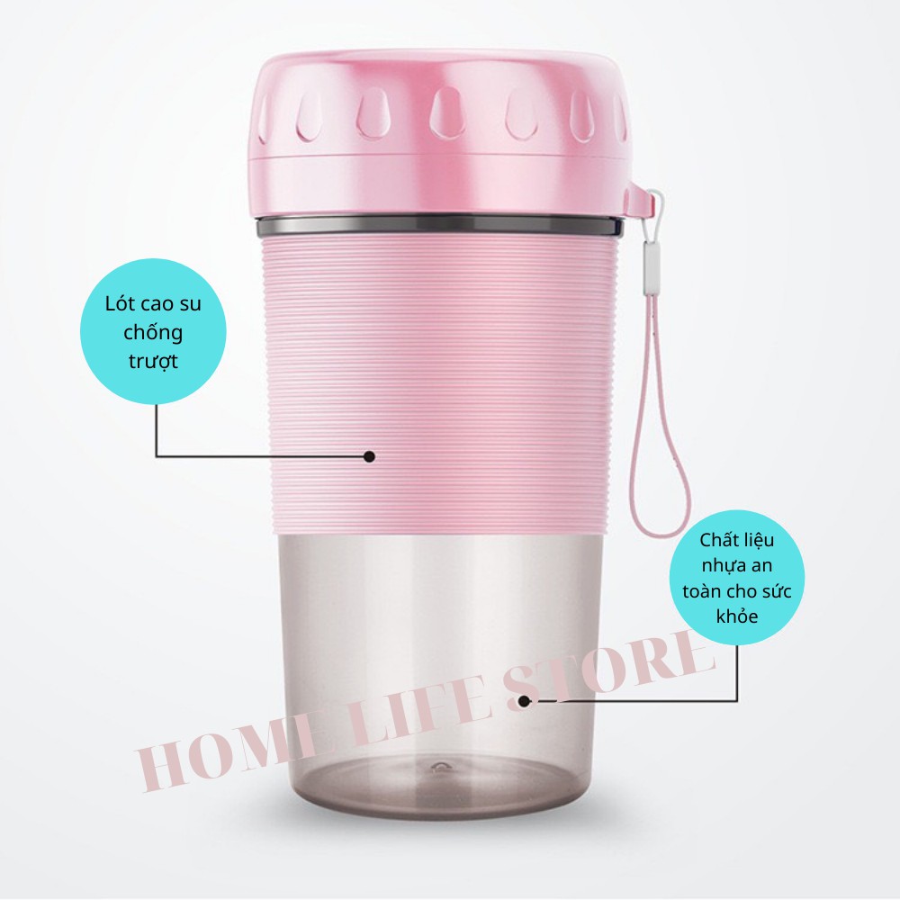 Máy Xay Sinh Tố Cầm Tay Hàng Nhập Khẩu Pin Sạc Tích Điện 300ML, Máy xay mini cầm tay xay hoa quả Portable Juicer