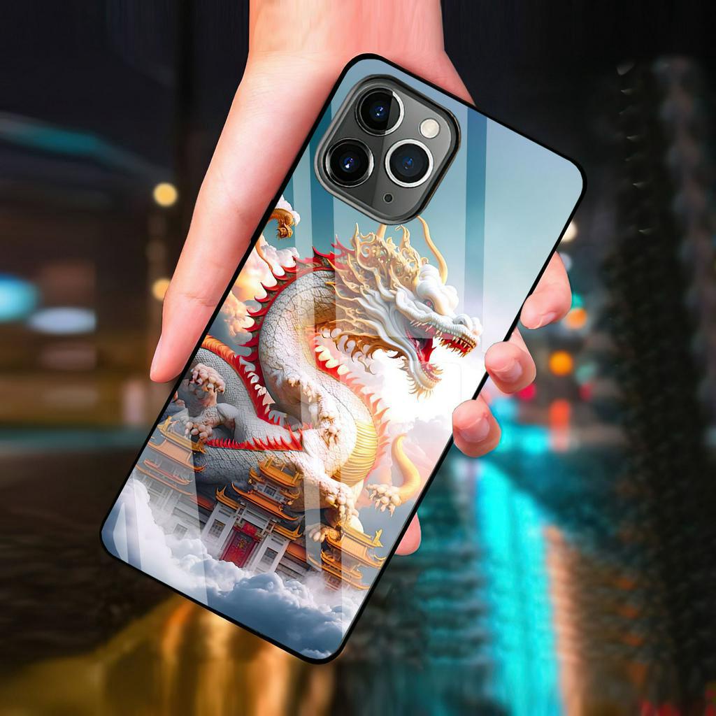 Ốp lưng ip 13 pro max rồng quý phái kính cường lực Hoka cho IP 6 7 8 plus/ X Xs max/ 11 12 13 14 pro max