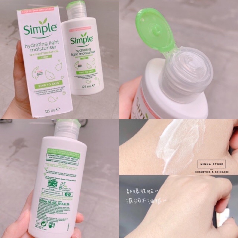 Kem Dưỡng Ẩm Simple Kind To Skin Hydrating Light Moisturiser Cho Da Dầu 125ml