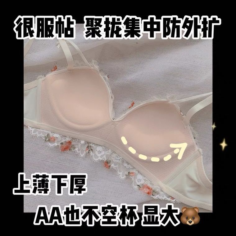 Bán Chạy!F &amp; X Bộ Đồ Lót Mỏng [Hoa Hồng Sơn Dầu Cổ Điển] Áo Ngực Nhỏ Không Dây Điều Chỉnh Được Loại Thoải Mái Cho Nữ