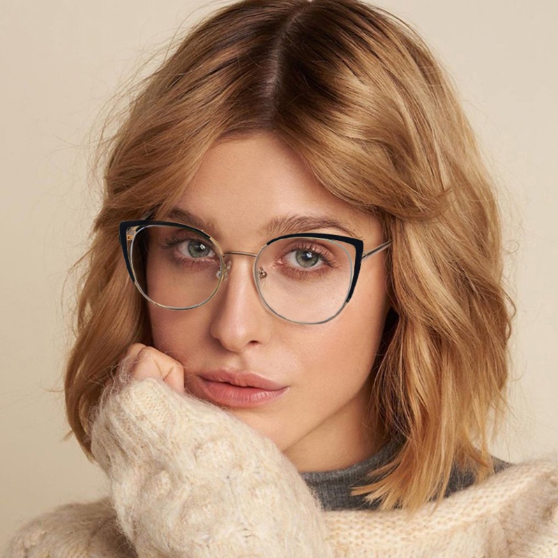 Mắt Kính Chống Bức Xạ Hình Mắt Mèo Phong Cách Retro Phương Tây Cho Nữ