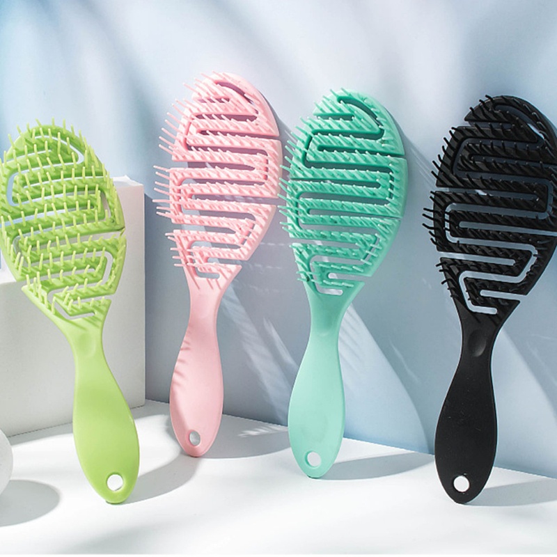 [probubbleVN]Wet Brush DryCurved Comb Massage Comb Fluffy Shape Ribs Curling Comb On Wet Hair