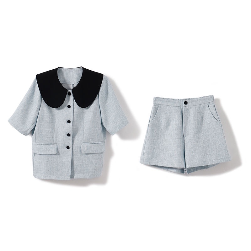 Áo Cổ Búp Bê Dáng Chữ A Màu Tương Phản Thời Trang Mùa Hè Mới 2022 Cho Nữ