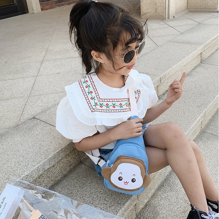Túi đeo chéo mini cho bé trai bé gái Hạ Băng Designs, túi xách mini trẻ em đựng tiền điện thoại - Hình Khỉ