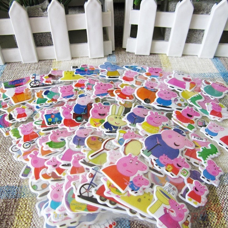 Set 1/5 tấm hình dán hình heo Peppa 3D đáng yêu