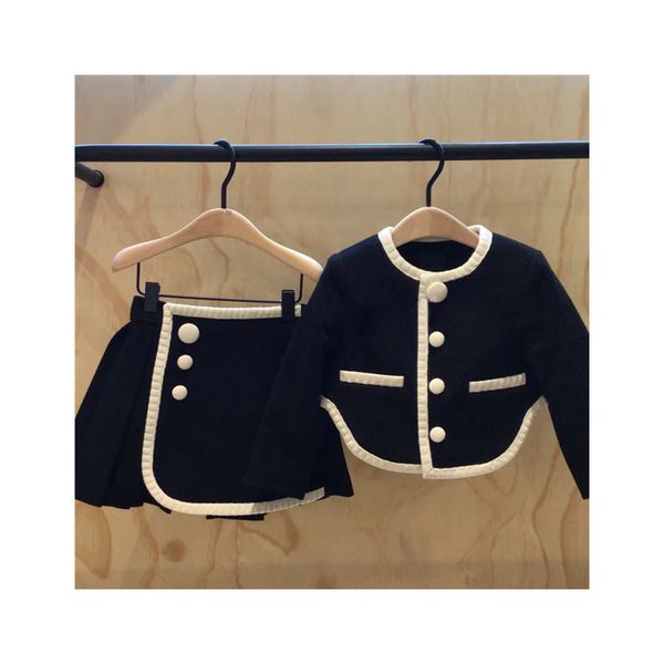 Hàng Mới Về Bộ Áo Khoác Cardigan Dài Tay + Chân Váy Màu Trơn Phong Cách Hàn Quốc Thời Trang Xuân Thu Cho Bé Gái