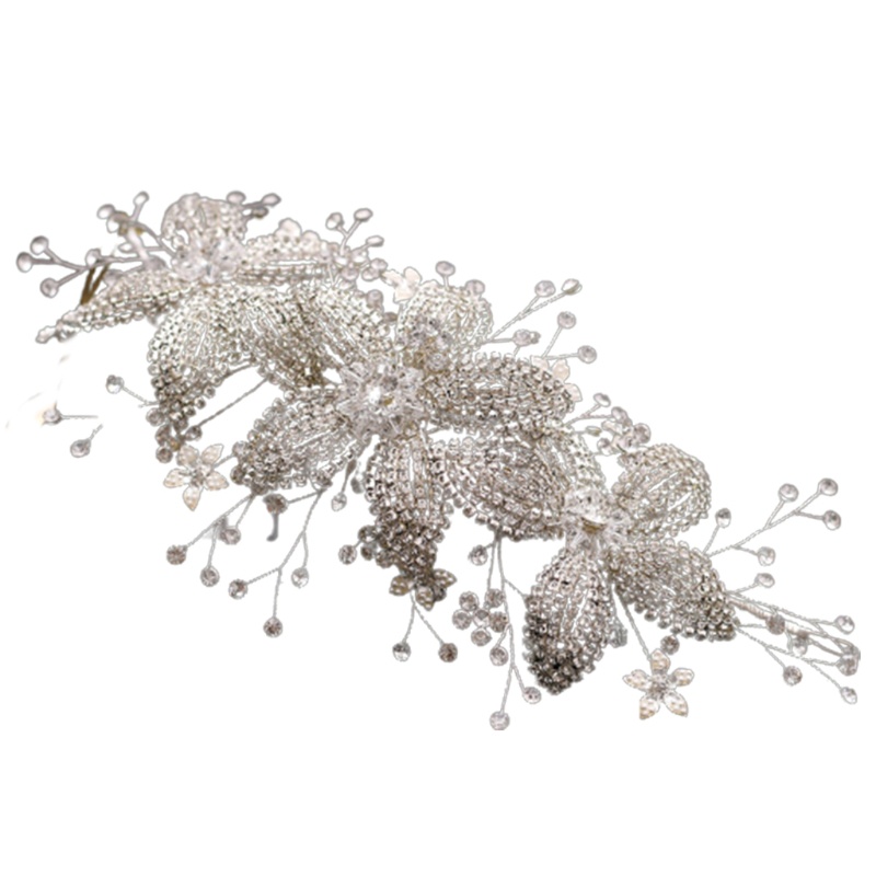 Băng Đô Cài Tóc Đính Pha Lê Hình Hoa Dành Cho Cô Dâu