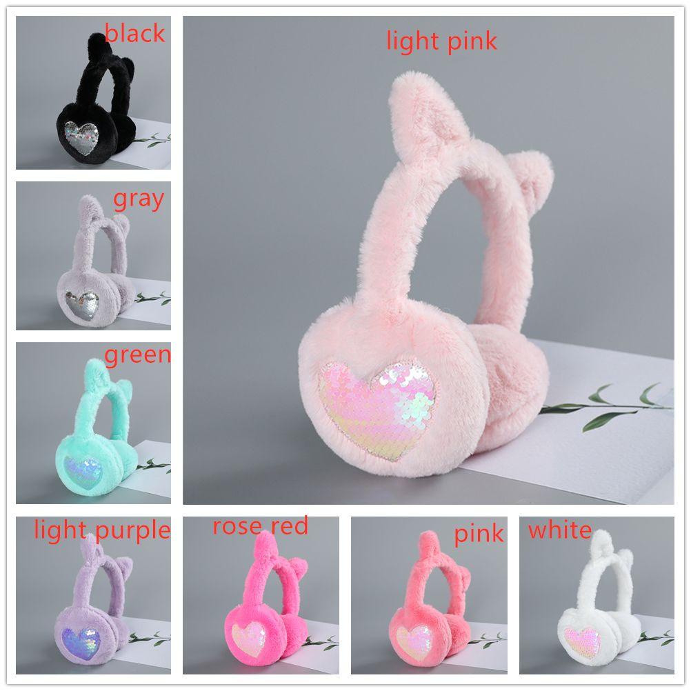 Chụp Tai Giữ Ấm Dày Dặn Mềm Mại Đính Kim Sa Hình Trái Tim Thời Trang