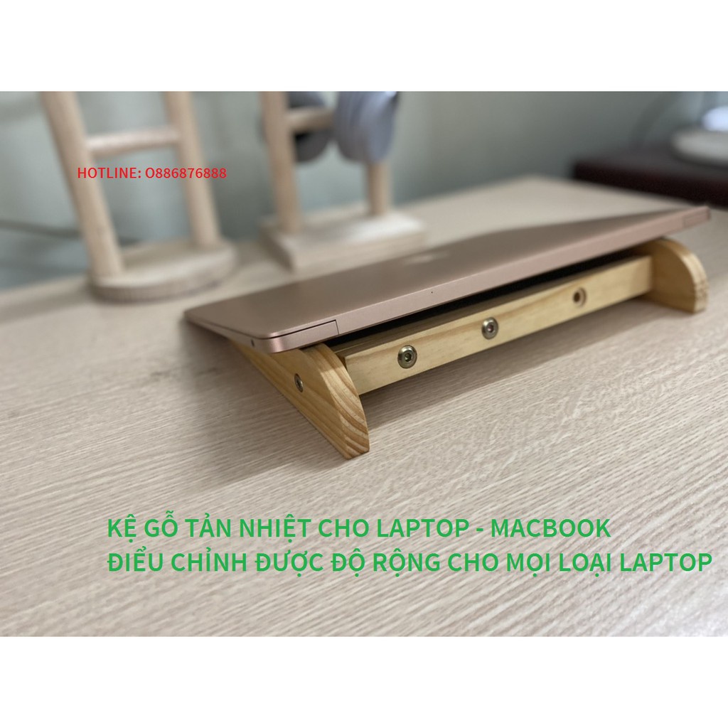 Kệ Tản Nhiệt Laptop Macbook Bằng Gỗ Có Thể Điều Chỉnh Độ Rộng Dành Cho Mọi Kích Cỡ