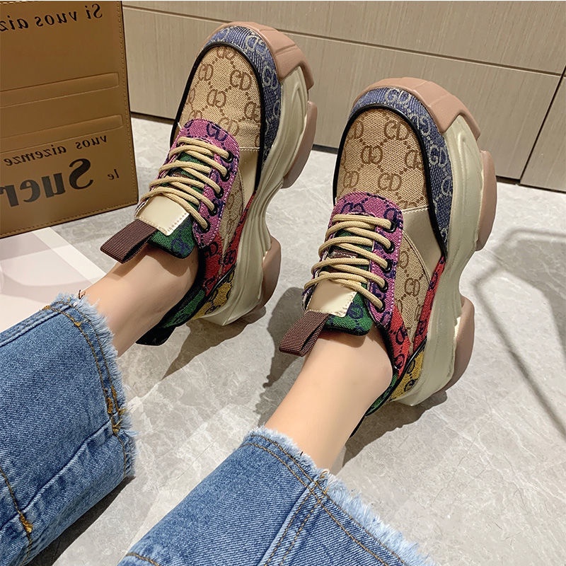 Giày Sneaker In Họa Tiết Màu Sắc Tương Phản Thời Trang Thường Ngày Cho Nữ