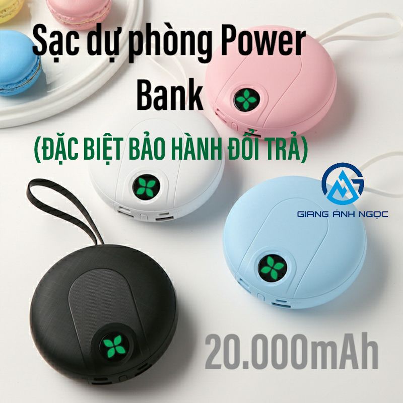 Sạc dự phòng tròn 20.000 mAh thời trang powerbank đủ màu giangsonshop