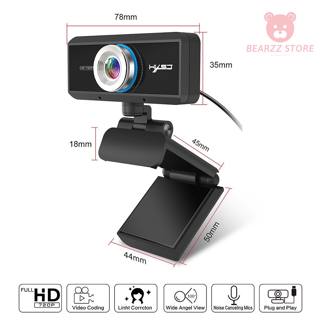 Webcam máy tính HXSJ S4 HD 1080P USB3.0 2.0 Camera Có Thể Điều Chỉnh 360° Kèm Mic Cho Cuộc Gọi Video - Hàng Chính Hãng | BigBuy360 - bigbuy360.vn
