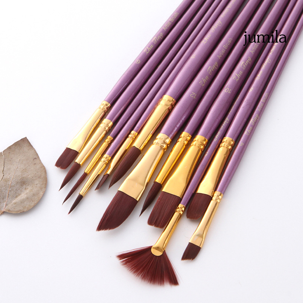 Set 12 Cọ Vẽ Màu Nước Kèm Túi Đựng Dành Cho Họa Sĩ