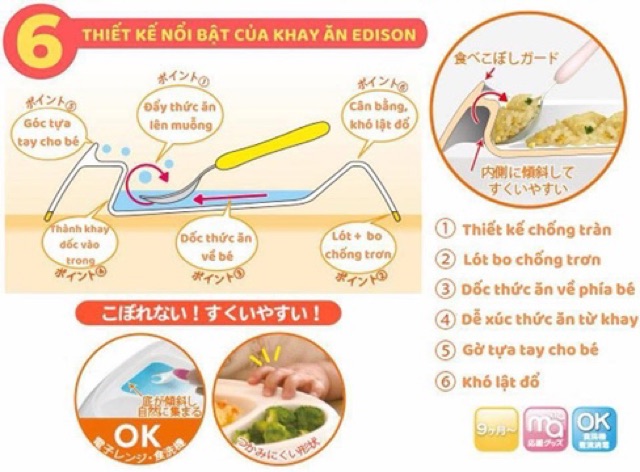 Khay ăn 3 ngăn Edison mama nội địa Nhật