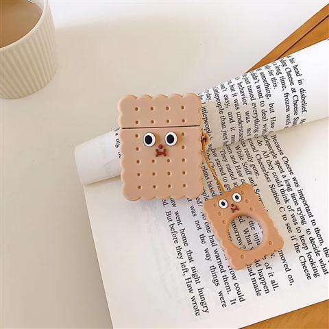 Creative Expression Biscuit AirPods 1 2 Generation Wireless Bluetooth Headset Silicone Protective Cover Lanyard Cartoon