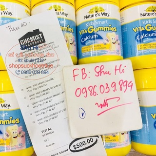 Kẹo Nature's Way Kids Smart VitaGummies Canxi D3 - bổ sung Canxi và vitamin D - 60 viên Úc