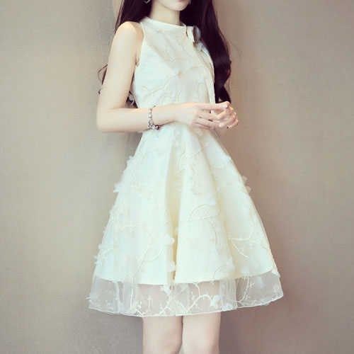 Đầm Chữ A Không Tay Thắt Nơ Họa Tiết Hoa Phong Cách Retro Ngọt Ngào Cá Tính Kiểu Mới