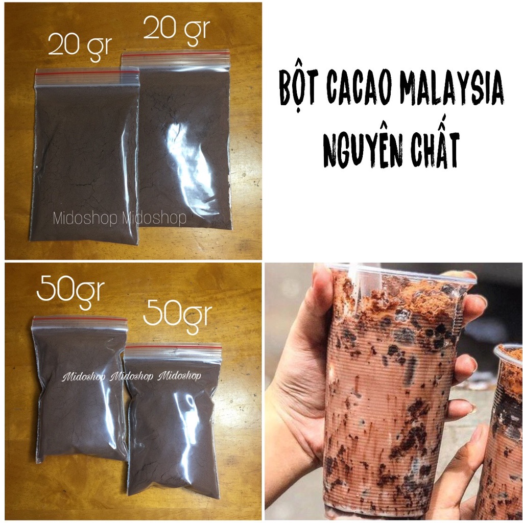 Bột CACAO tách 20-50g nguyên chất Không Đường giảm cân làm bánh, thạch