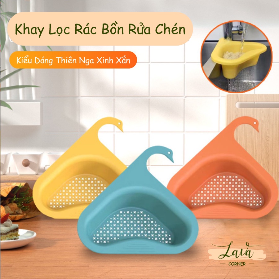 Khay Lọc Rác Gắn Rồn Rửa Bát Có Móc Treo Hình Thiên Nga