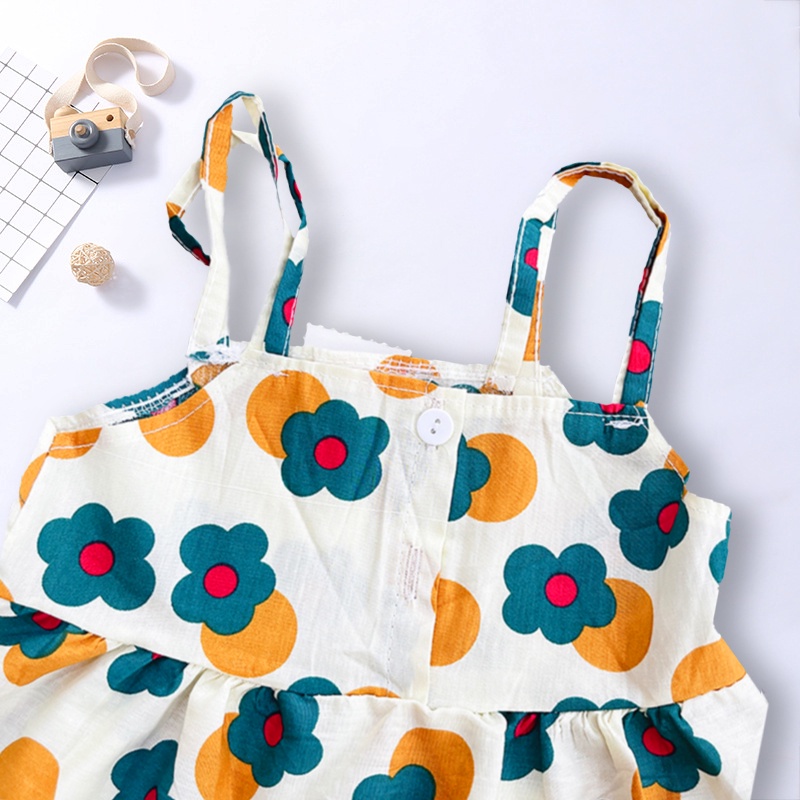Váy cho bé gái, Váy 2 dây cho bé 6-22kg chất thô mềm dáng xòe phối cúc cài xinh xắn Baby-S – SD086