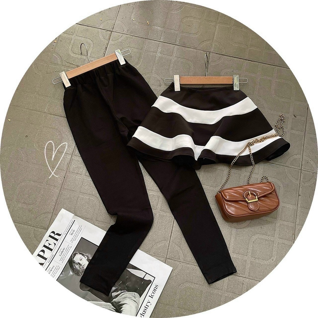 sét bộ áo sọc cúp ngực phối quần leggin