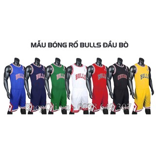 Quần áo bóng rổ BULLS chất lượng cao màu đỏ phối đen trắng