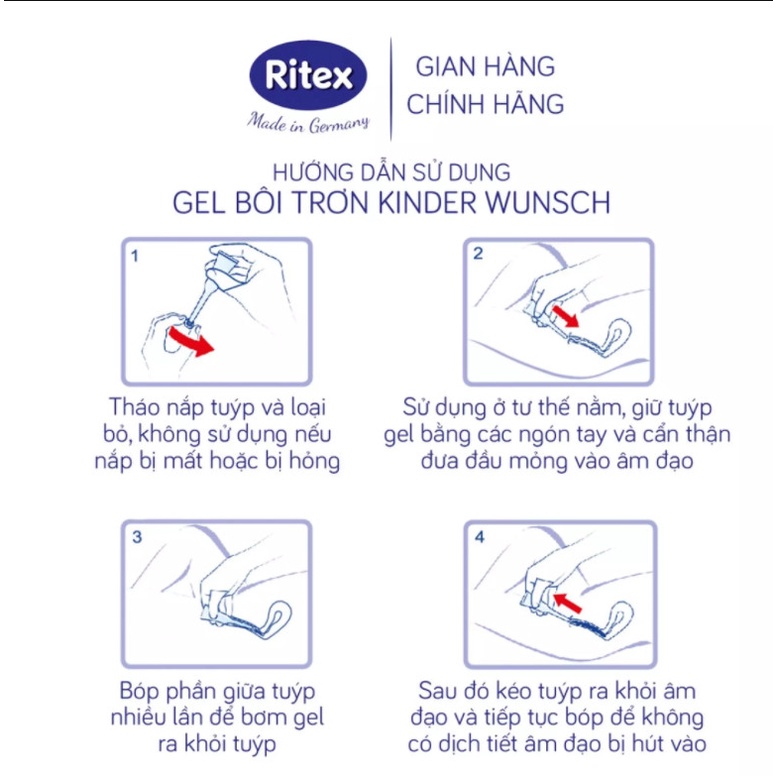 Gel bôi trơn Ritex Kinder Wunsch hỗ trợ thụ thai tự nhiên - hộp 8 tuýp x 4ml- RGK001