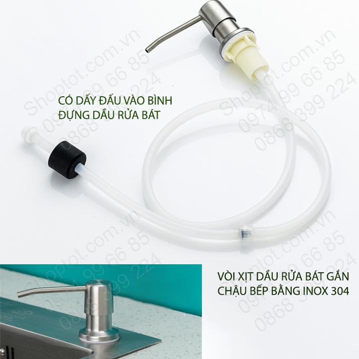 Vòi xịt dầu rửa chén bát gắn chậu bếp, làm bằng inox 304, loại có ống mềm nối với bình đựng dầu rửa