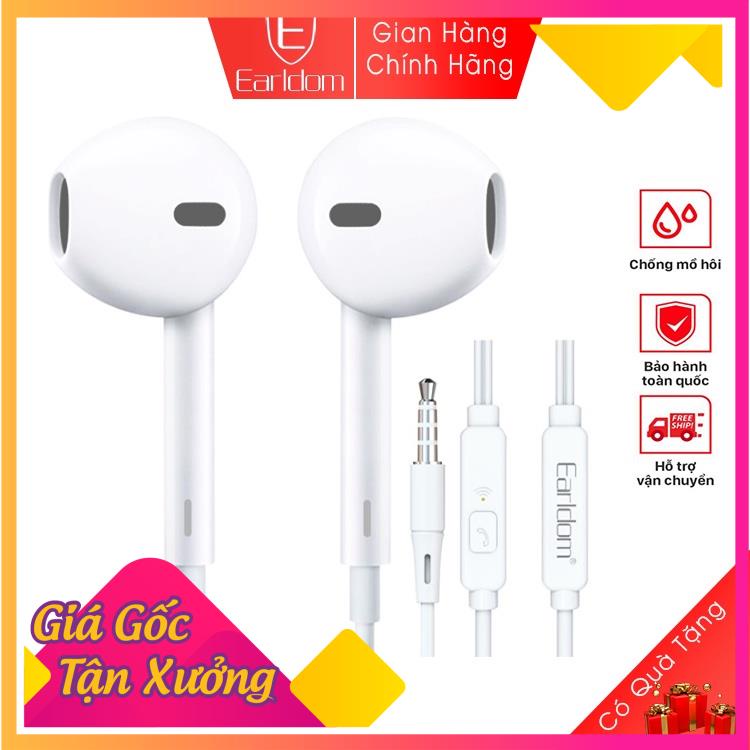 Tai nghe có dây nhét tai Earldom E43 jack 3.5 có mic đàm thoại sử dụng cho điện thoại laptop máy nghe nhạc