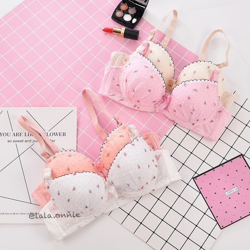 [B6] set áo ngực quần lót họa tiết hoa nhí chất liệu bông tinh khiết, áo lót ren sexy mềm mại kháng khuẩn | BigBuy360 - bigbuy360.vn