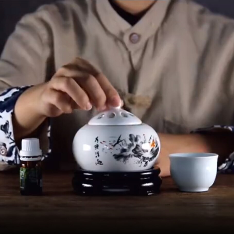 Lư Xông Đốt Trầm Hương, Tinh Dầu - Lư Gốm Sứ Xông Trầm Hương Bằng Điện Có Hẹn Giờ