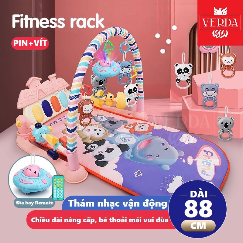 Thảm nhạc cho bé trẻ sơ sinh nằm chơi vận động baby gym mat fitness frame musical instrument toy (tặng bộ pin+vít)