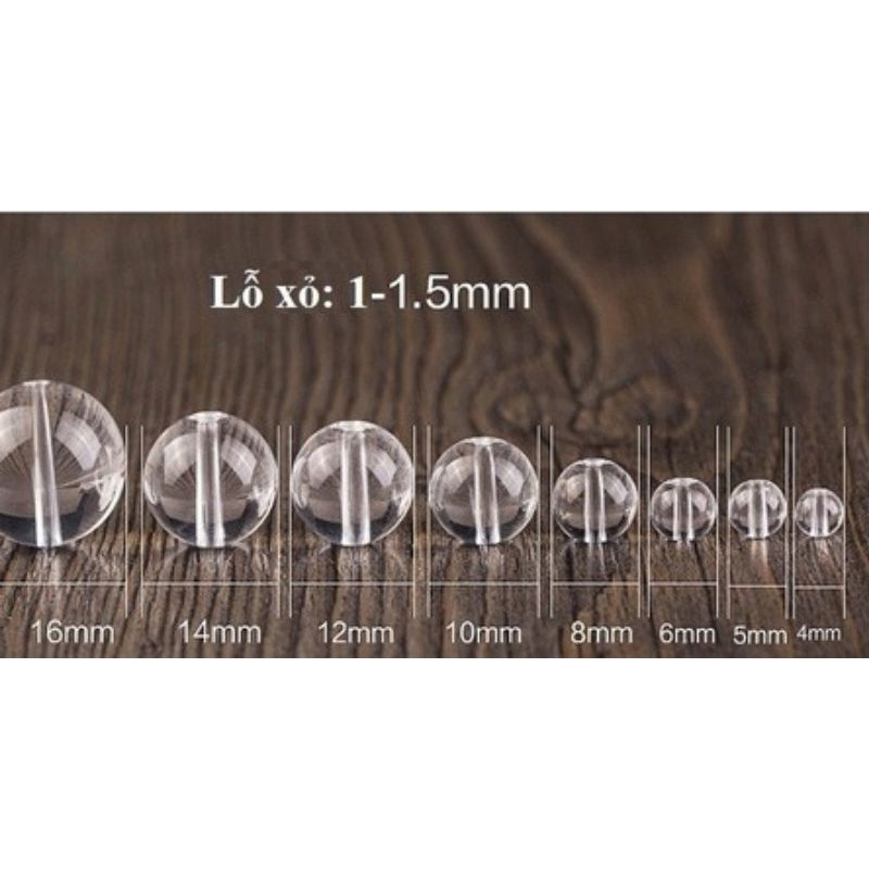 50gam Hạt đá thủy tinh màu trắng trong đủ size 6-8-10-14mm