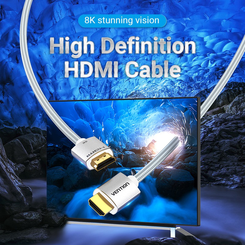 Dây Cáp Chuyển Đổi HDMI 2.1 Vention 8K 60Hz 4K 120Hz Tốc Độ Cao 48Gbps Chuyển Đầu HDMI Sang HDMI Dành Cho Laptop