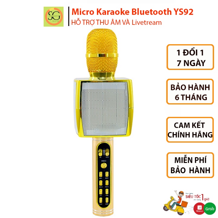 Micro karaoke Bluetooth Hát Karaoke ys 91 Tích Hợp Loa Bass Hay , Cực Bắt Giọng, Âm Thanh Trong Lớn, Gắn Usb, Thẻ Nhớ