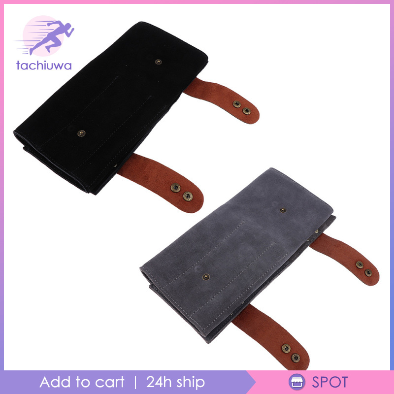 [TACHIUWA]Durable Leather Hair Cutting Scissors Pouch Rolled Bag for Hairdresser Black