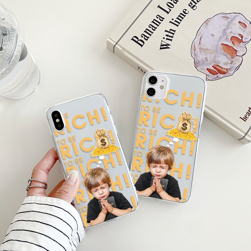 Ốp điện thoại mềm trong suốt chống rơi hình Become rich boy thích hợp cho iPhone 13promax 11 12 pro 8plus xmax XR