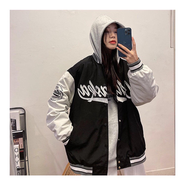 Áo Bomber Nỉ Phối Chữ Siêu Chất  Trước Ngực - Phong Cách AMBITION