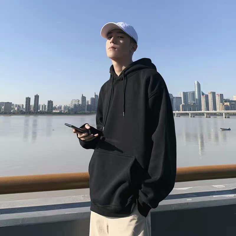 Áo Hoodie Trơn, Áo Sweater Unisex - Nam Nữ Basic Form rộng có mũ, Chất Nỉ Bông siêu dày dặn | BigBuy360 - bigbuy360.vn