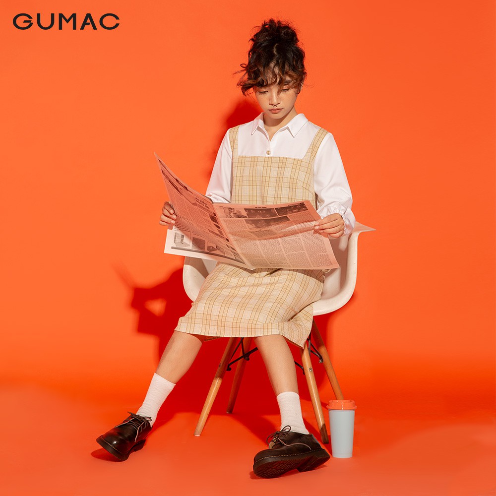 [Mã WABRGULUV giảm tới 100K đơn 249K] Đầm yếm nữ GUMAC form suông thiết kế trẻ trung màu vàng đủ size DA1225 | BigBuy360 - bigbuy360.vn