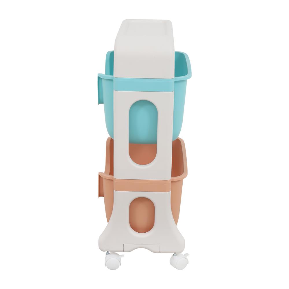 HomeBase STACKO Kệ nhựa 2 tầng hình thú có bánh xe Thái Lan W39.5xH66xD25cm