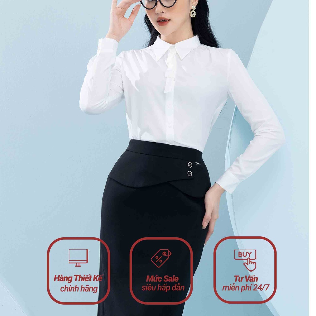 Chân váy bút chì đen, cạp can, tà bong, trượt hàn Toson 35019B62