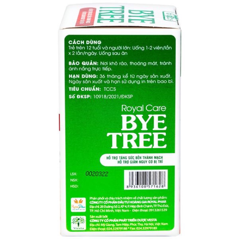 Viên uống giảm nguy cơ bị trĩ Byetree Royal Care