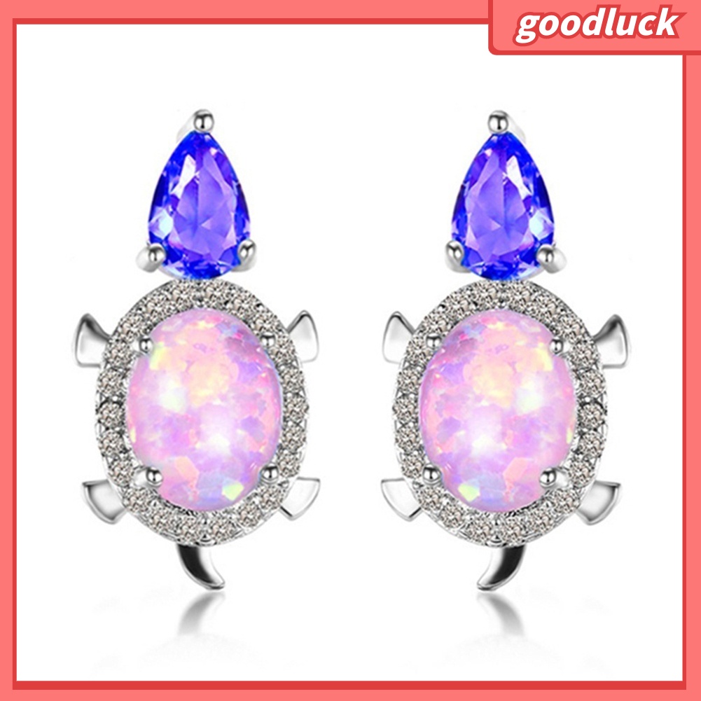 ps/Fashion Women Tortoise Faux Opal Rhinestone Ear Stud Earrings Party Jewelry