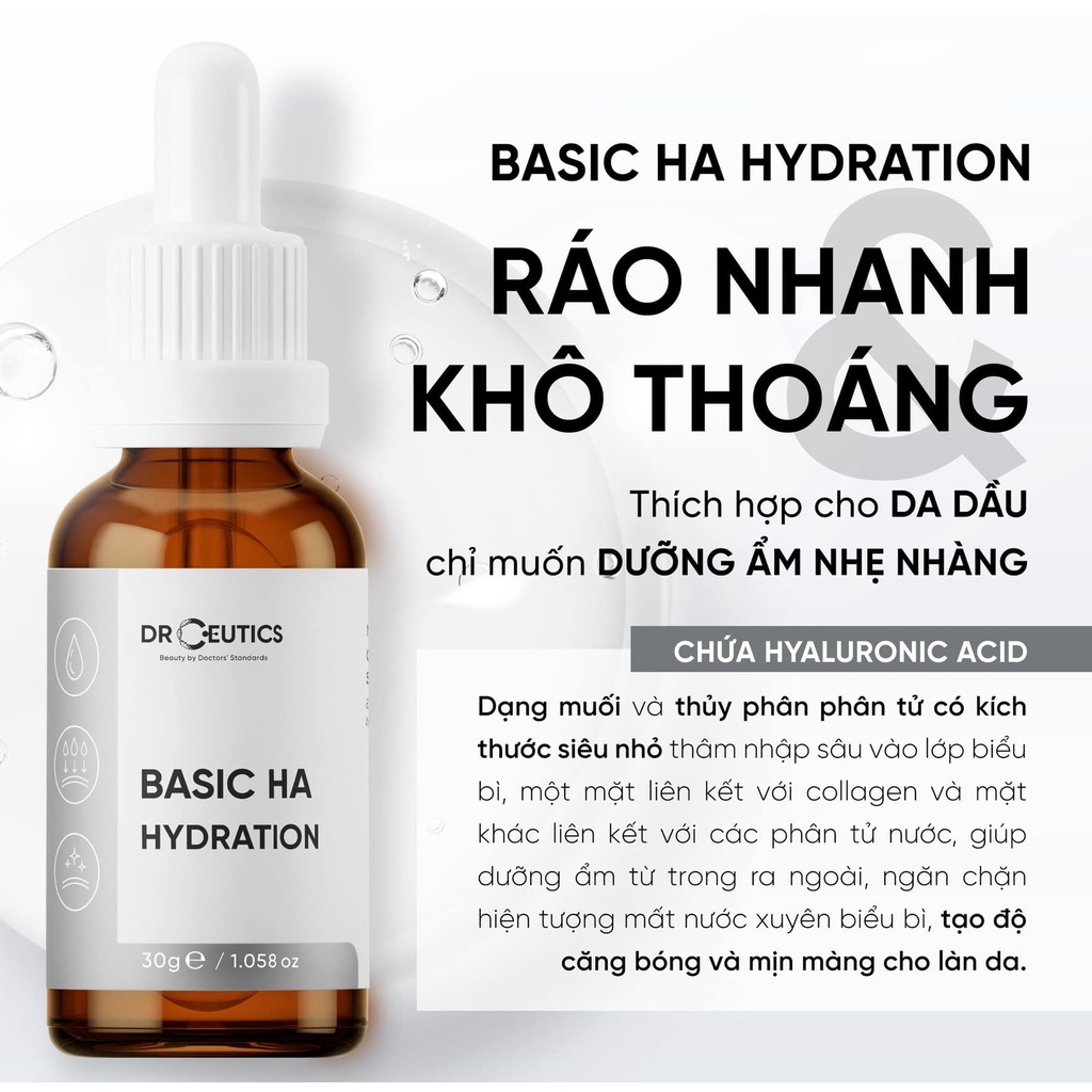 Serum HA Basic Hydration Drceutics Cho Da Dầu Mụn 30ml