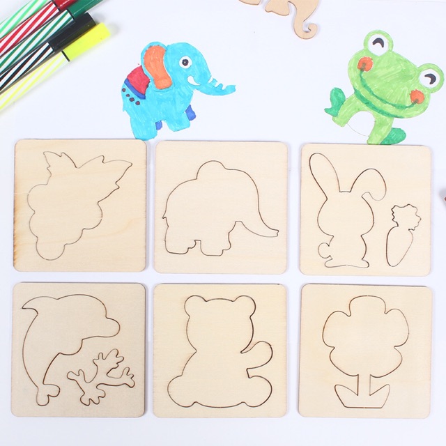 Đồ chơi khuôn tập vẽ cho bé và trò chơi ghép hình các con vật bằng gỗ