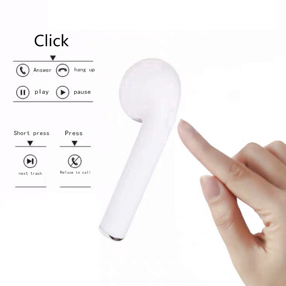 Bộ 2 tai nghe bluetooth nhét trong HBQ-i7S TWS kích thước 16.5x18x40.5mm kèm hộp sạc kích thước 4.3x21.3x53.5mm