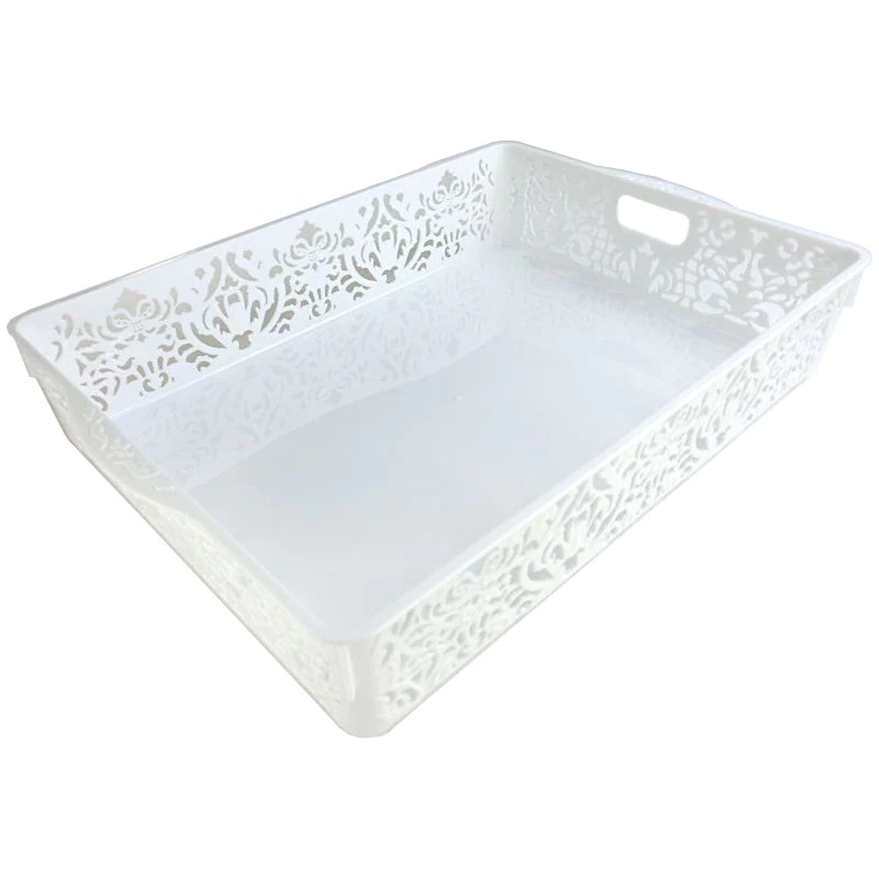 Daiso Khay Trắng Regaria A4 Size Basket White 35.8cm x 25.5cm x 7cm