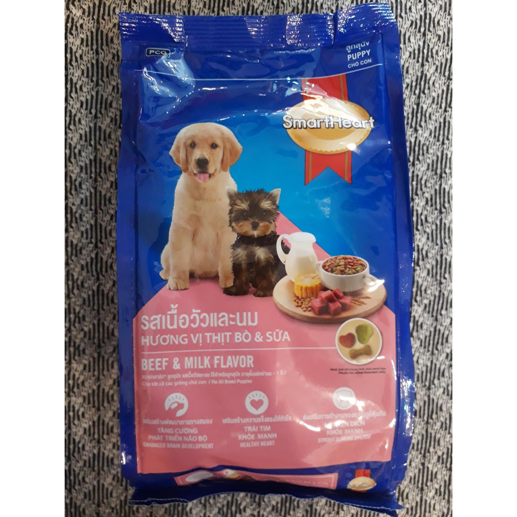 [Mã 159FMCGSALE giảm 8% đơn 500K] Thức ăn cho chó con vị bò và sữa SmartHeart Puppy 400g